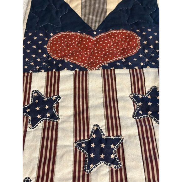 Handmade Patriotic Quilted Wall Hanging With Stars Stripes Design 10" x 37" - Picture 4 of 8